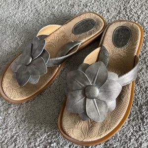 Born BOC silver flip flops